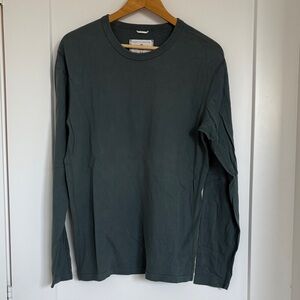 REIGNING CHAMP Men's Green/Grey Long Sleeve Shirt, Size M